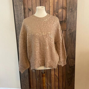 And the Why Bronze Metallic Leopard Sweater women’s Size  S/M